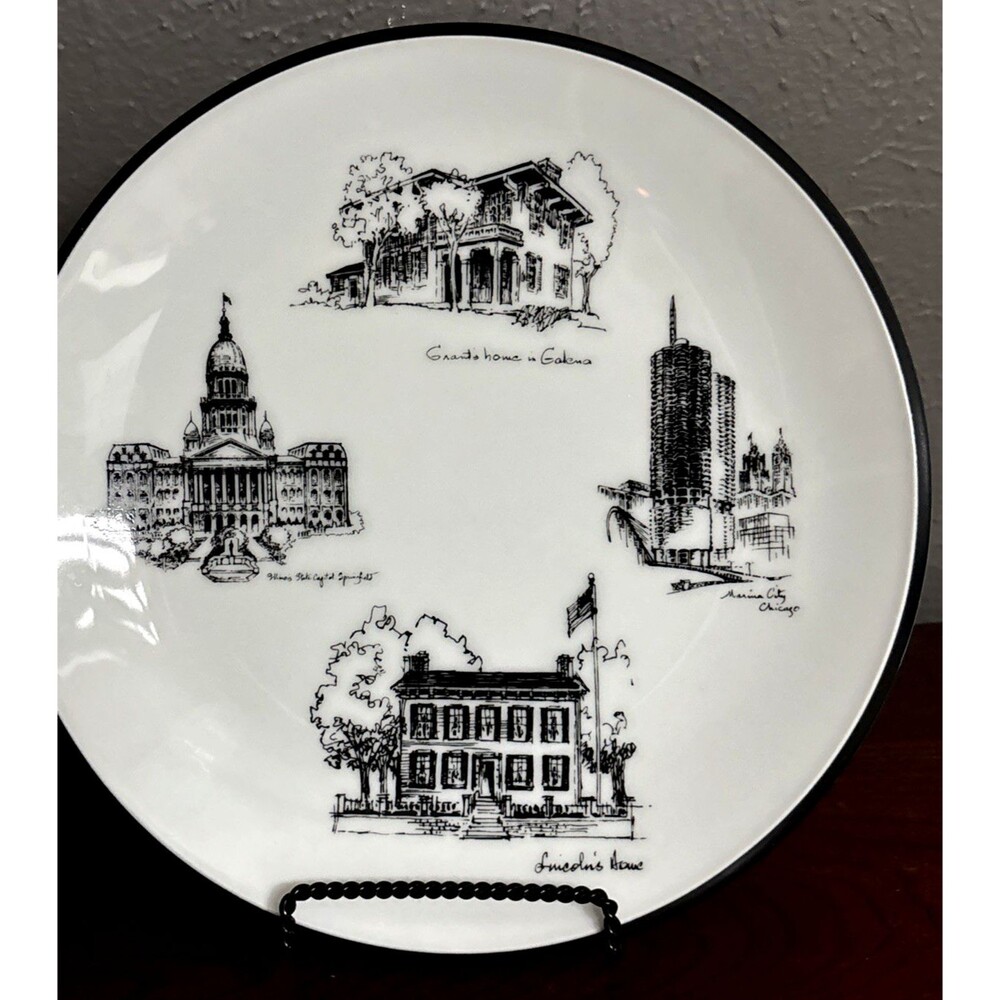 Vintage 1960’s Seyei Japan Fine China Illinois Landmarks Plate
